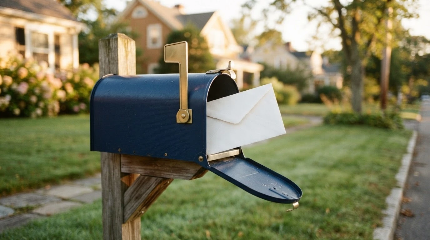A mailbox with a letter sticking out
